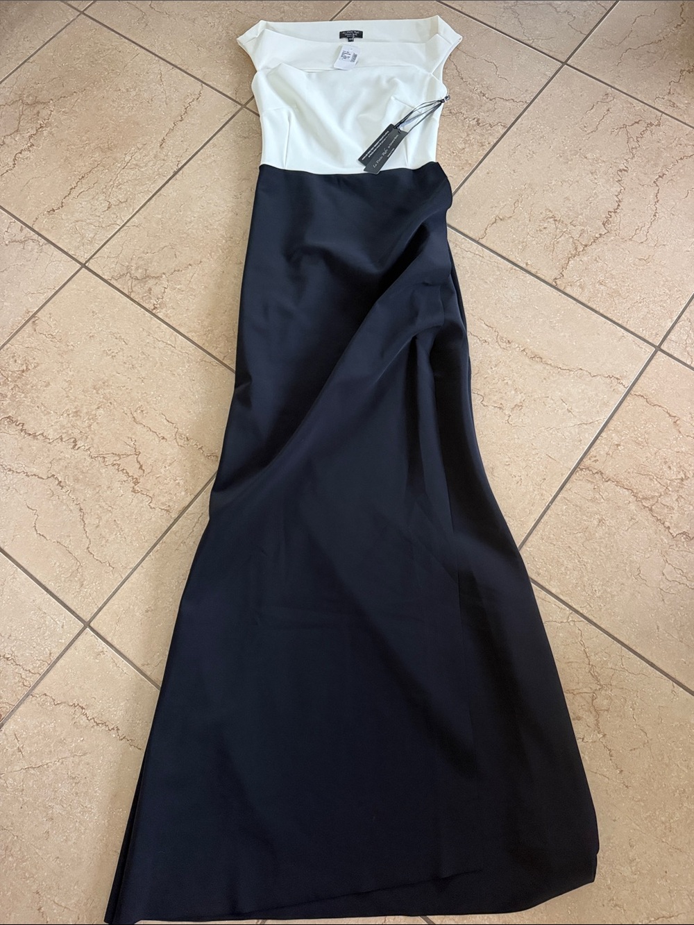 Chiara Boni Black and White Off-Shoulder Maxi Gown